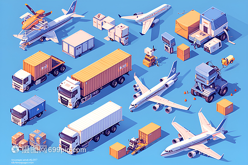 集裝箱卡車與飛機(jī)貨物運(yùn)輸 現(xiàn)代物流的雙翼
